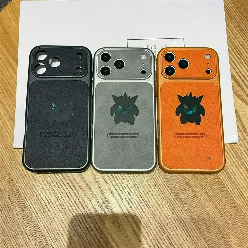 Anime Cartoon Ghost Gengar Laser Leather Texture Phone Case For iPhone