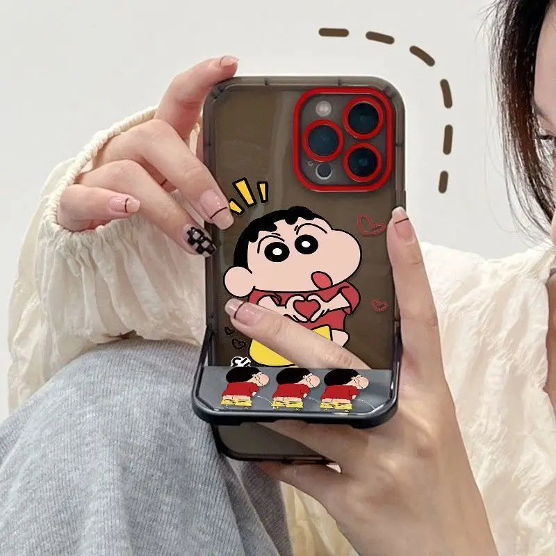 Cartoon Than Heart Shaped Crayon Shin Chan Phone Case For iPhone
