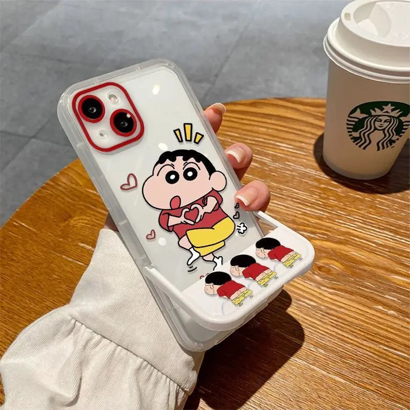 Cartoon Than Heart Shaped Crayon Shin Chan Phone Case For iPhone
