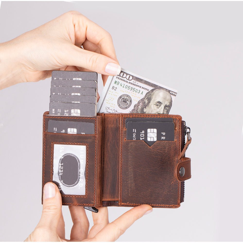 Andalusia Genuine Leather Pop-Up Cardholder with RFID Protection