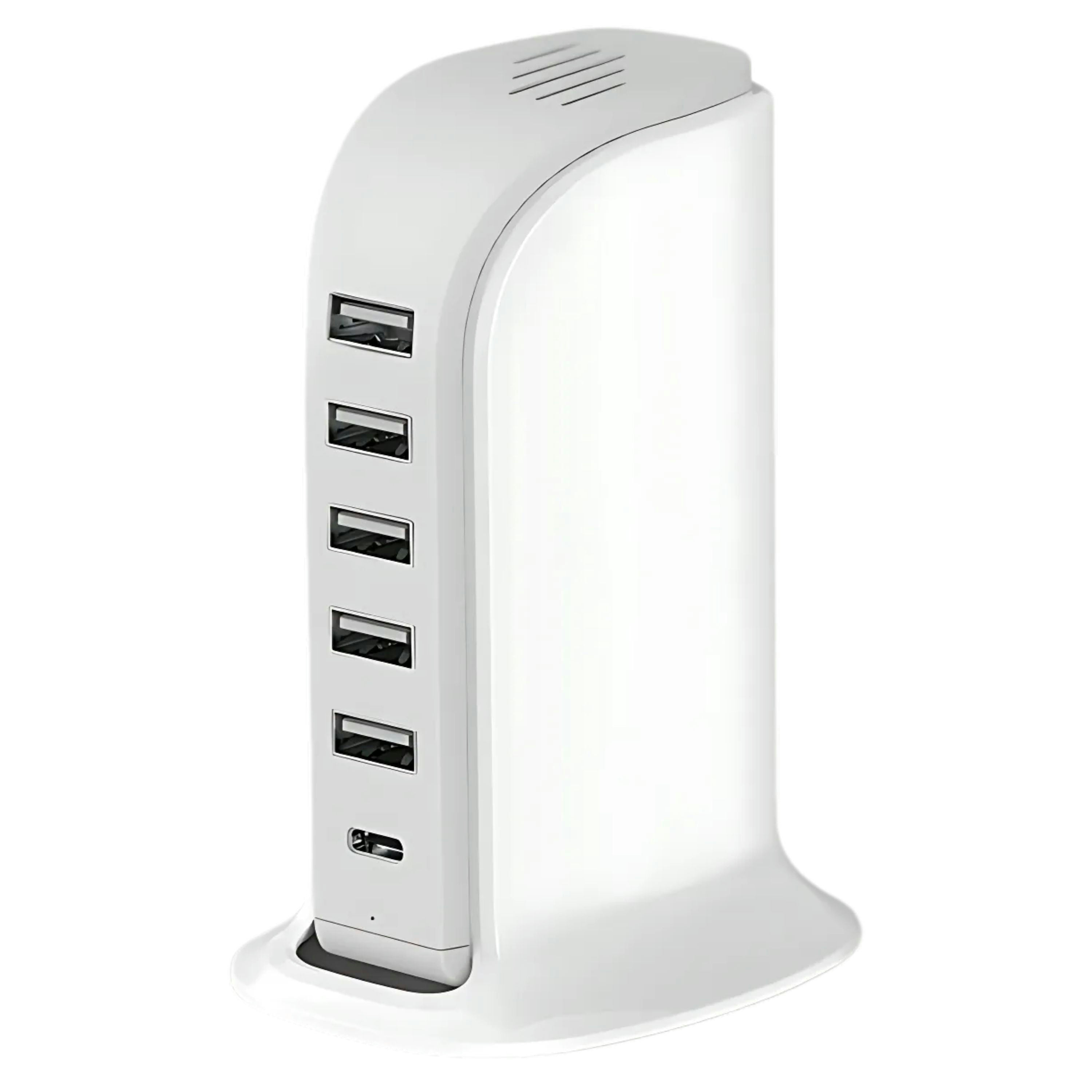 6-in-1 USB Charging Station – 40W Charger Block with 5 USB Ports (Shared 6A) & 3A USB-C Port, Multiport Desktop Charging Hub for Travel & Multiple Electronics